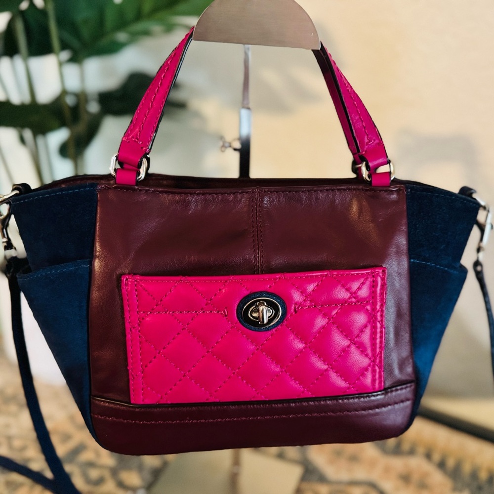 Coach Park Color-block Mini leather and suede crossbody / satchel